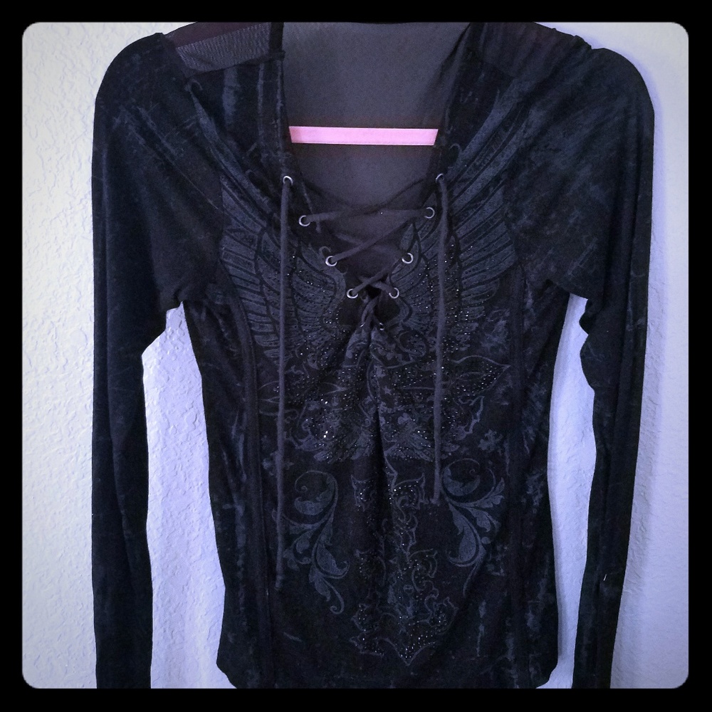 Lace up long sleeve